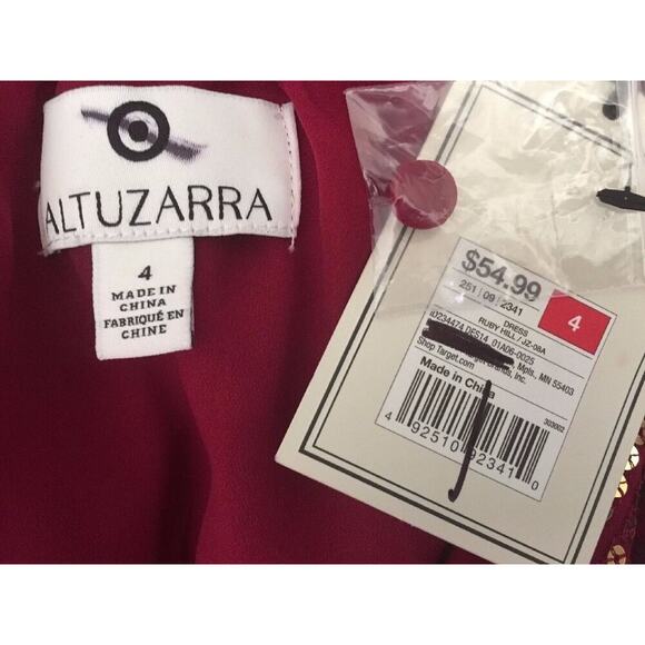 Altuzarra X Target Women's Red Ruby Gold Sequins Stitching Blouson Dress 4 - Picture 9 of 9